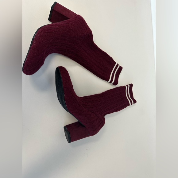 Catherine Malandrino Burgandy Sock Boots size 7 - Picture 2 of 16